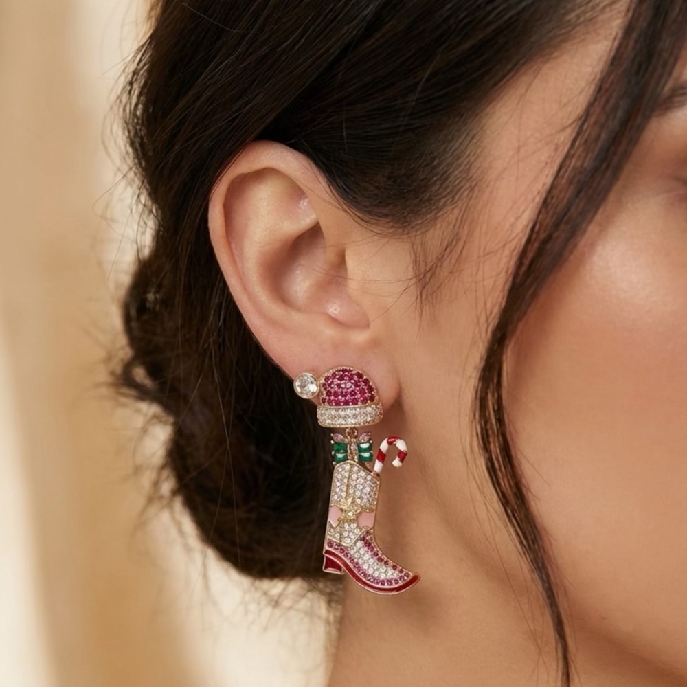 Eye Candy Los Angeles Festive Boot Drop Earrings